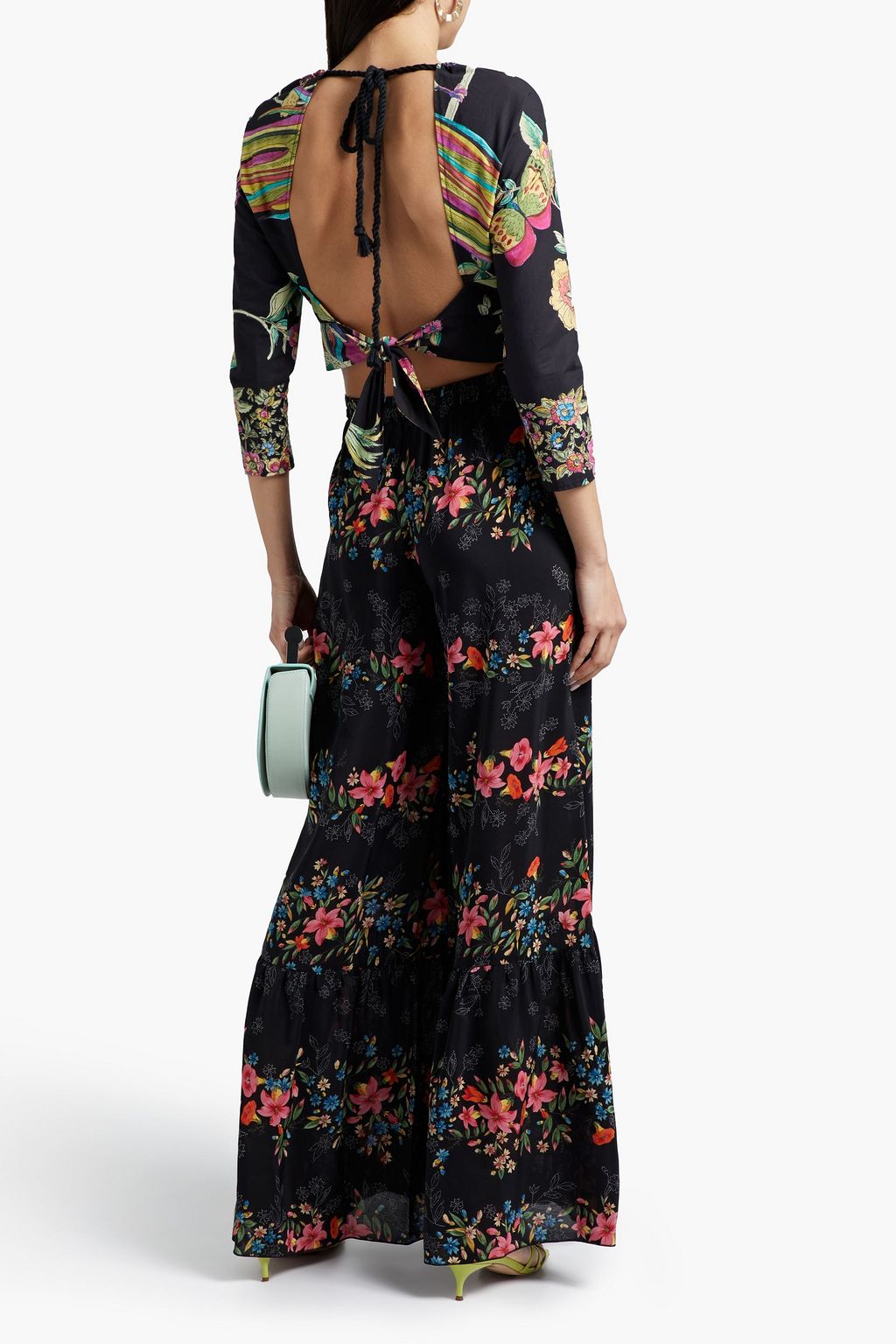 REDVALENTINO Cropped floral-print cotton-poplin top
