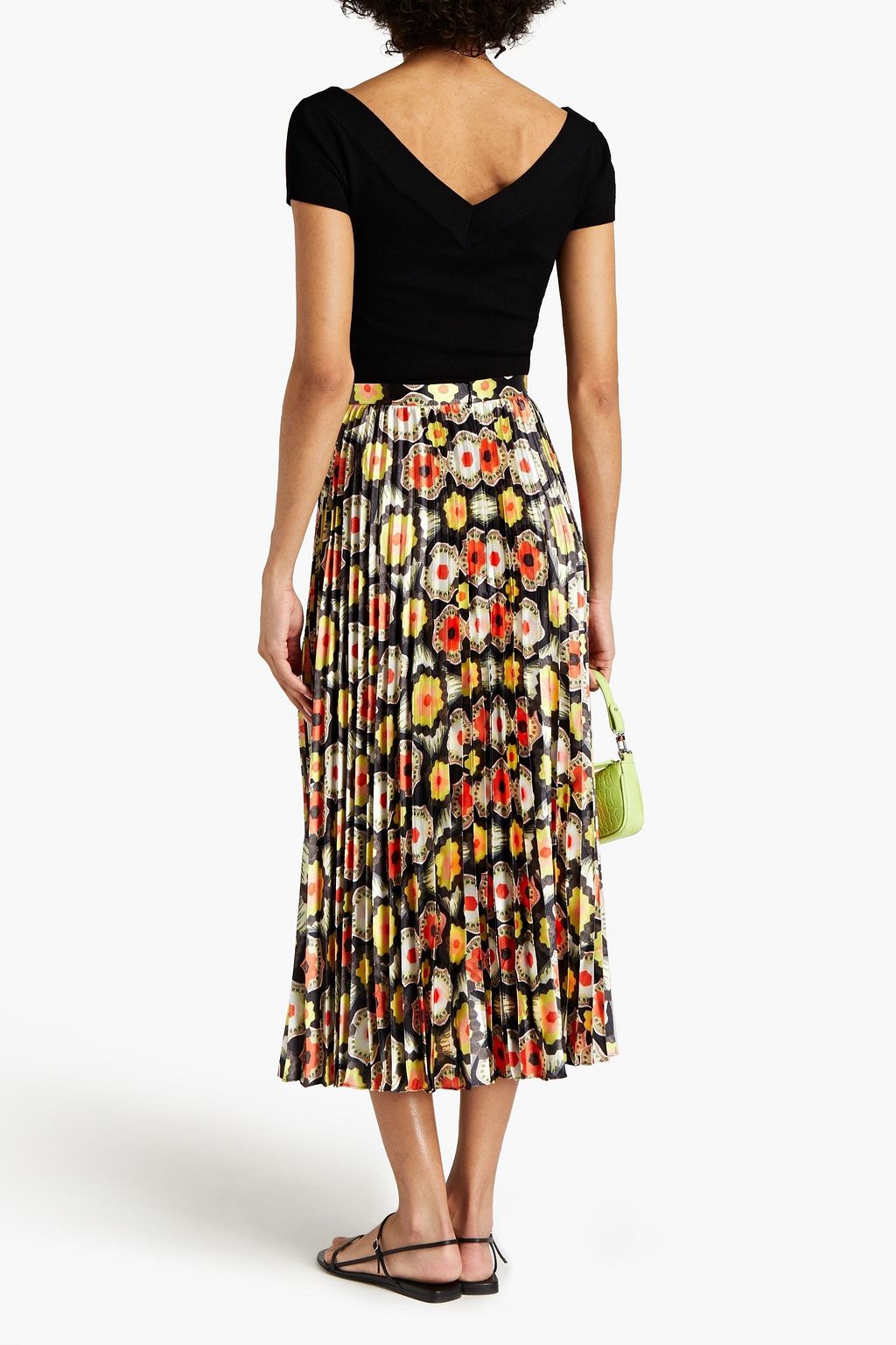 TEMPERLEY LONDON Printed plissé-satin midi skirt
