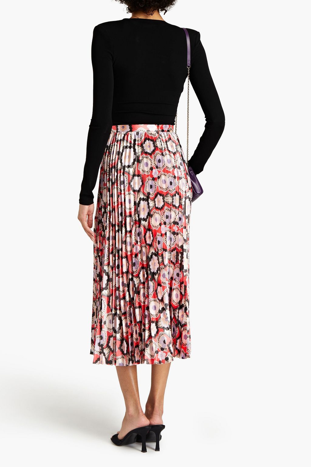 TEMPERLEY LONDON Printed plissé-satin midi skirt