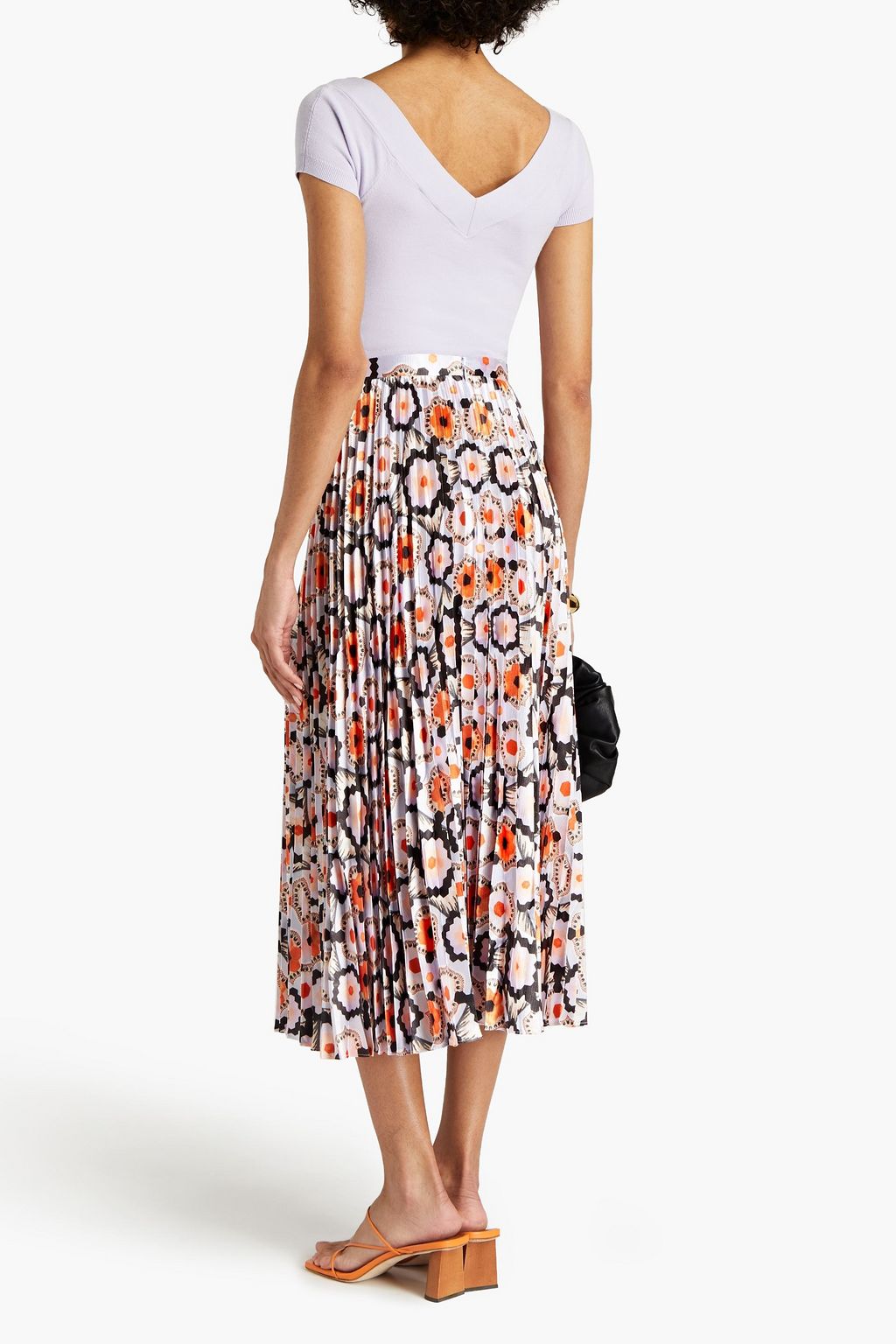 TEMPERLEY LONDON Printed plissé-satin midi skirt