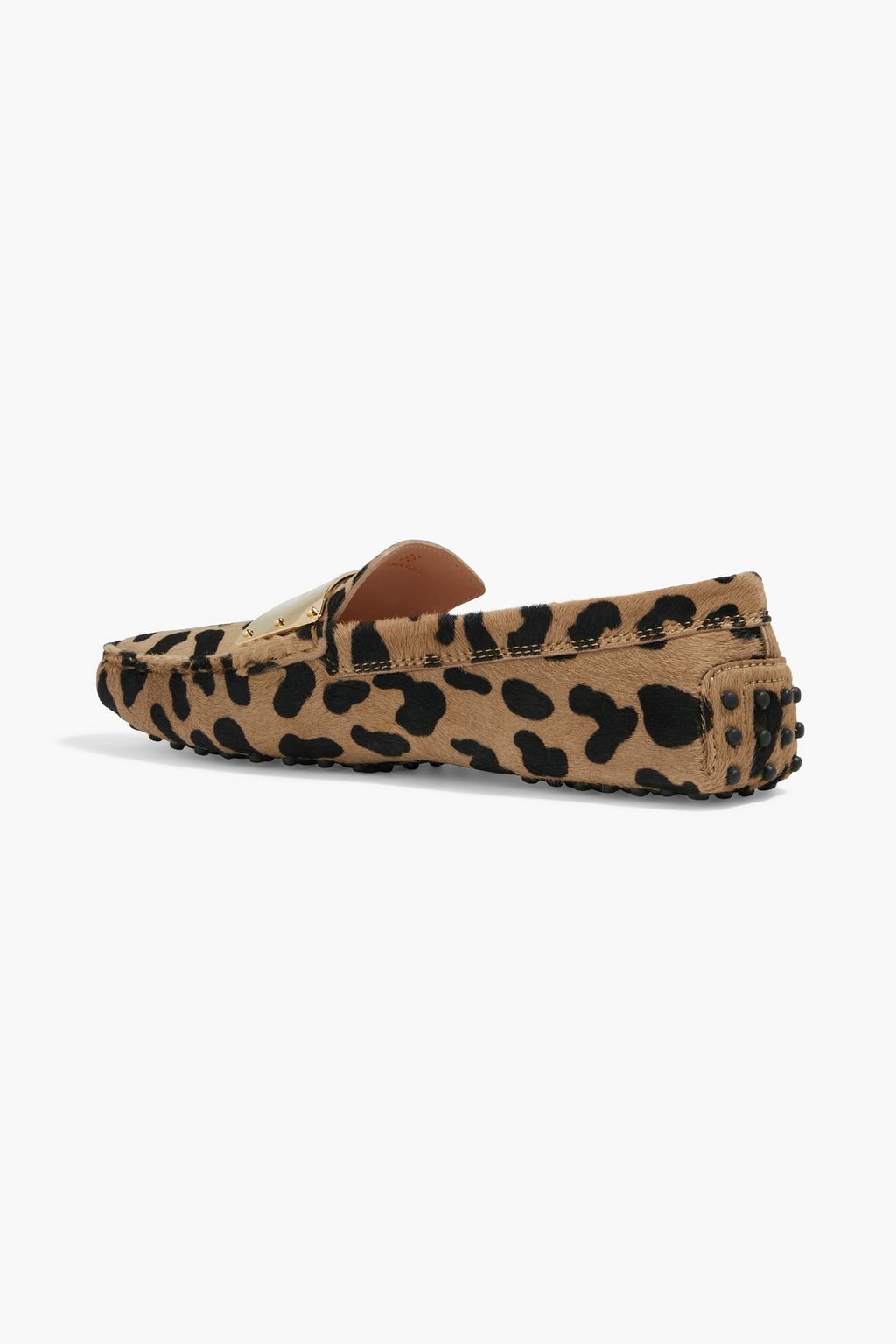TOD'S Embellished leopard-print calf hair loafers