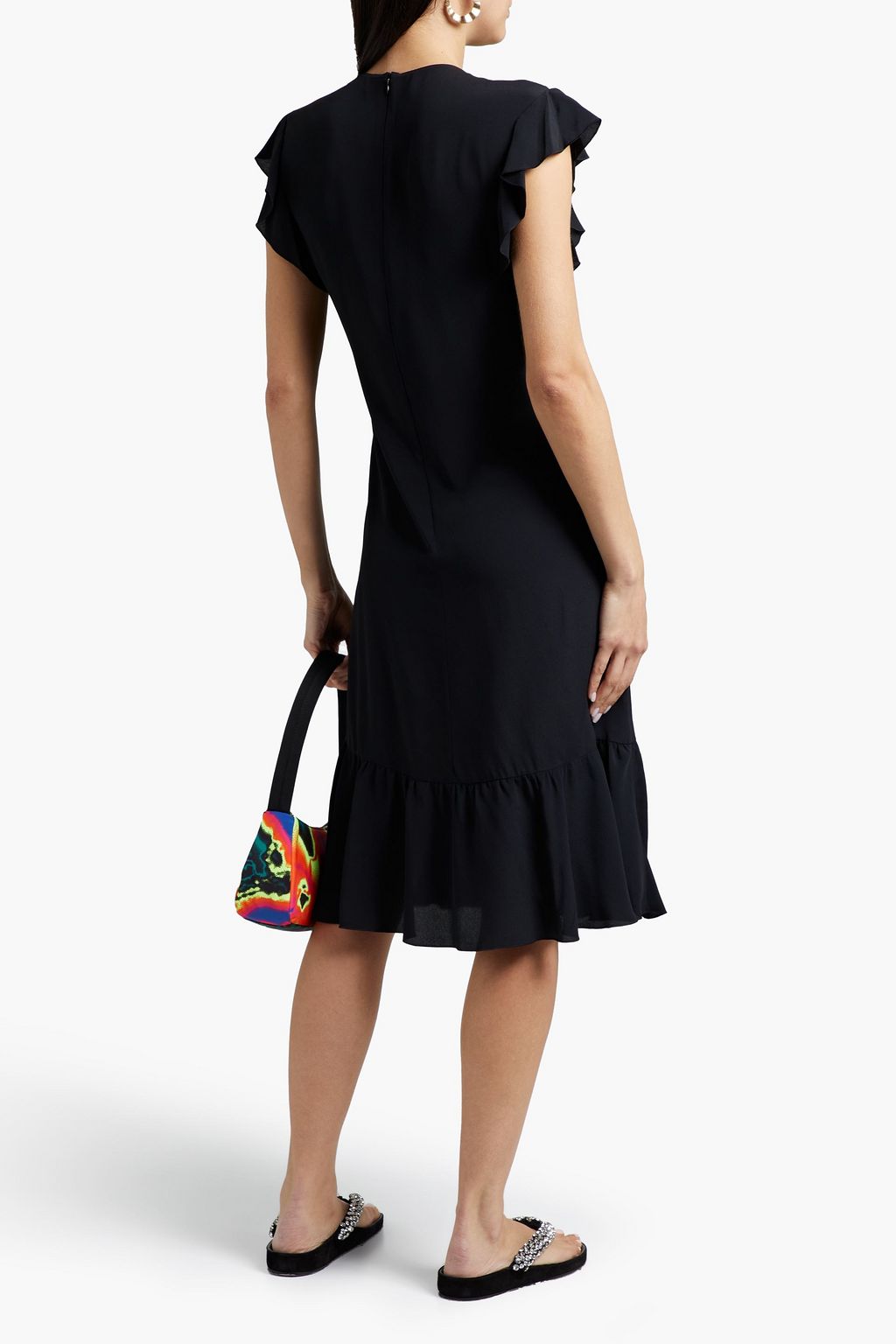 REDVALENTINO Ruffled crepe de chine midi dress