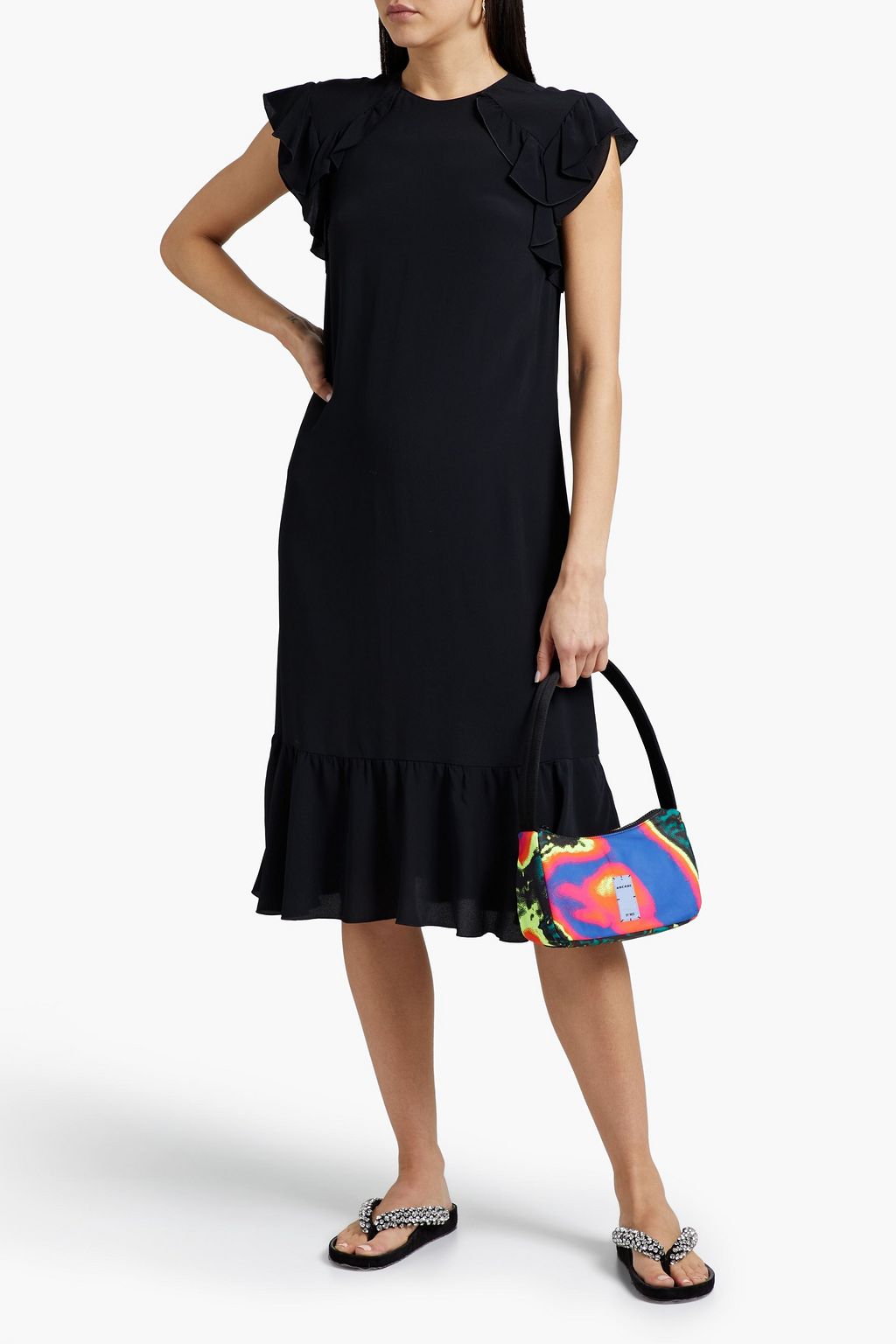 REDVALENTINO Ruffled crepe de chine midi dress