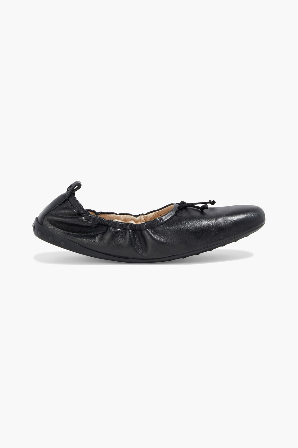 Tod's Ballerina Bow-detailed Leather Ballet Flats In Black