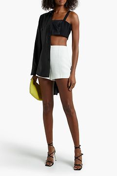 White Zion topstitched crepe shorts | CINQ À SEPT | THE OUTNET
