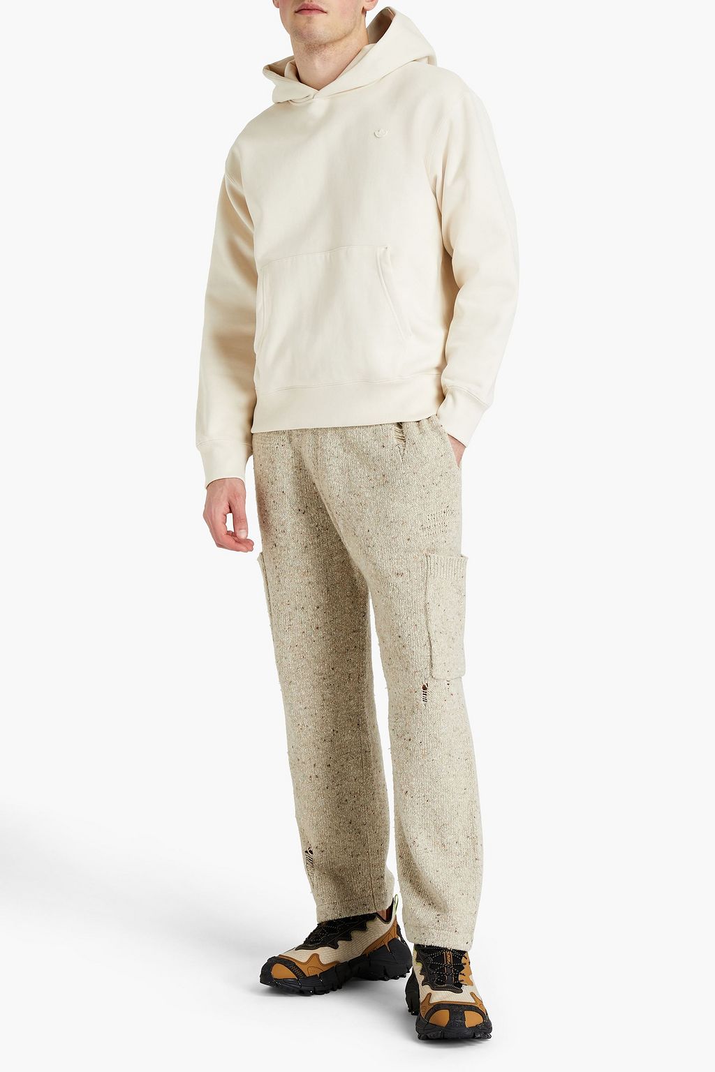 HELMUT LANG Distressed Donegal wool-blend sweatpants