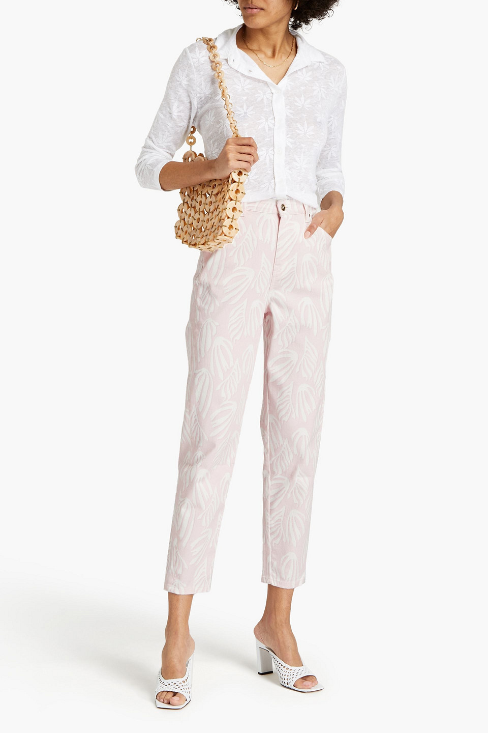 Temperley London Fontana Cropped Printed High-rise Straight-leg Jeans