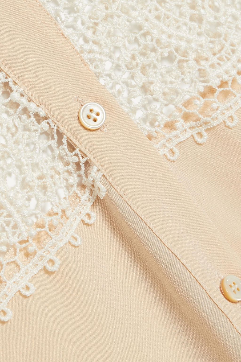REDVALENTINO Point d'esprit, crochet and silk crepe de chine shirt