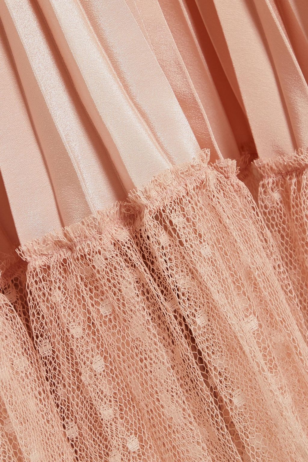REDVALENTINO Point d'esprit-paneled satin-crepe midi skirt