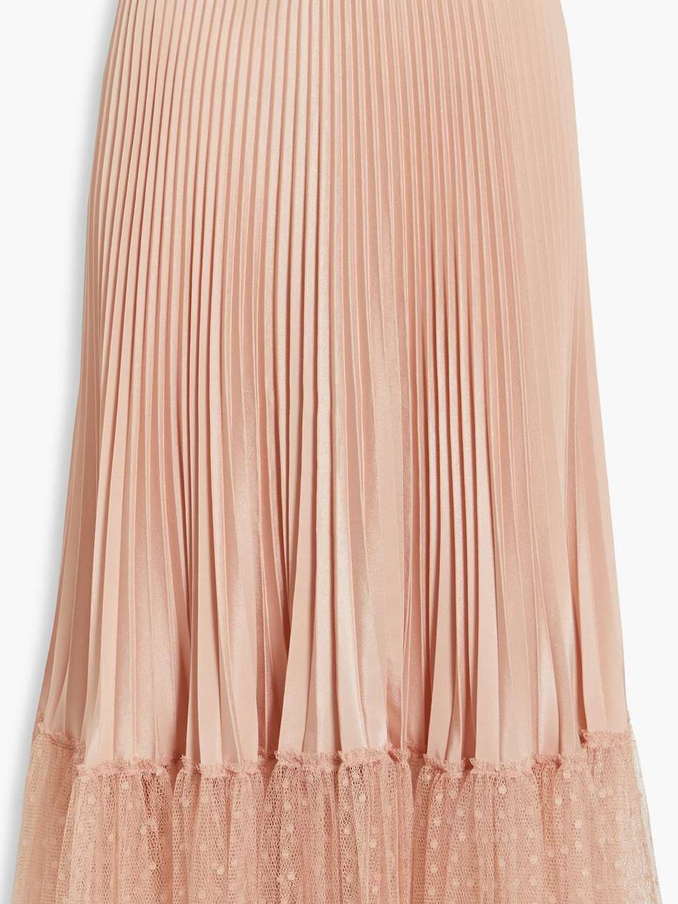 point d'esprit-paneled satin-crepe midi skirt