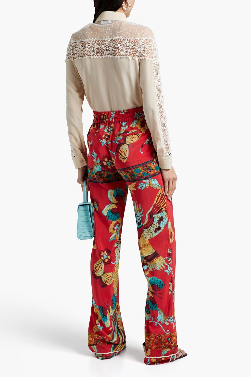 REDVALENTINO Printed silk crepe de chine straight-leg pants
