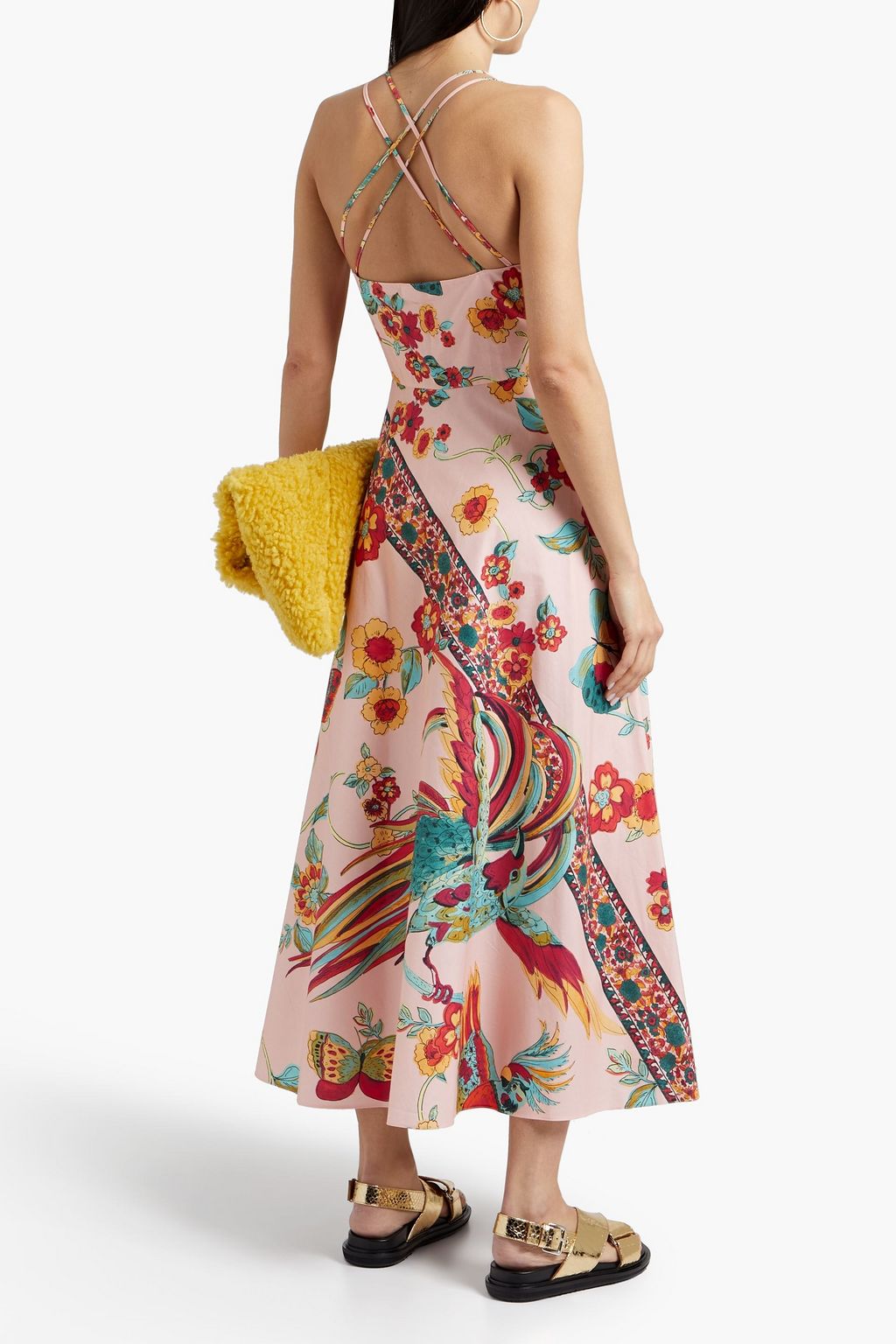 REDVALENTINO Floral-print cotton-poplin midi dress
