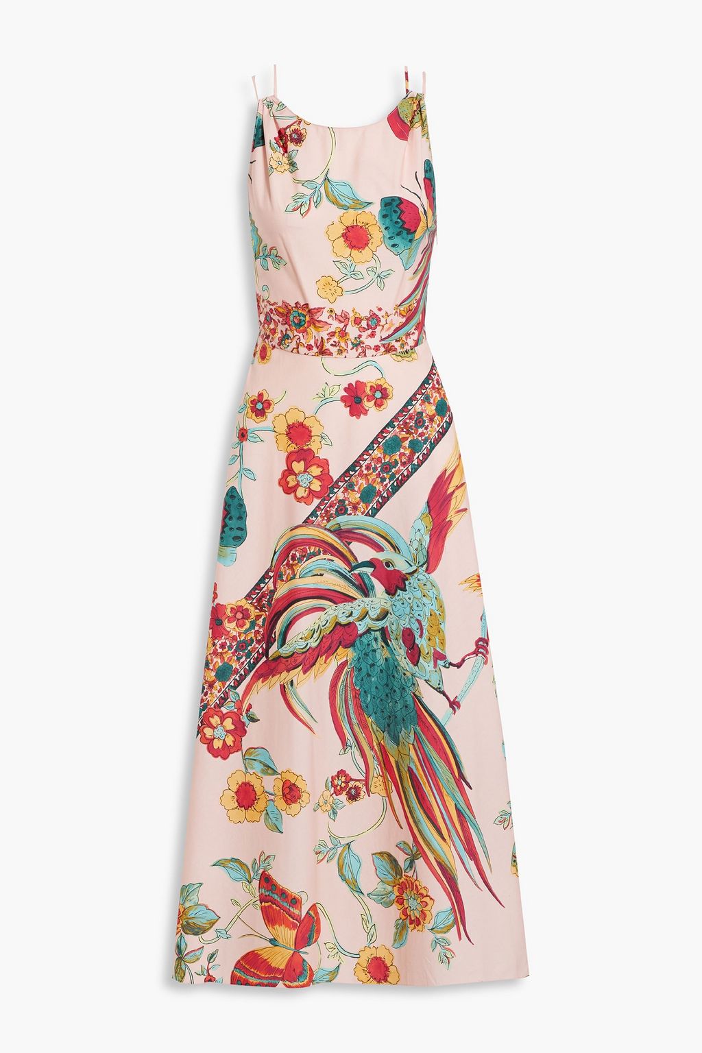 REDVALENTINO Floral-print cotton-poplin midi dress Sale up 70% off | OUTNET