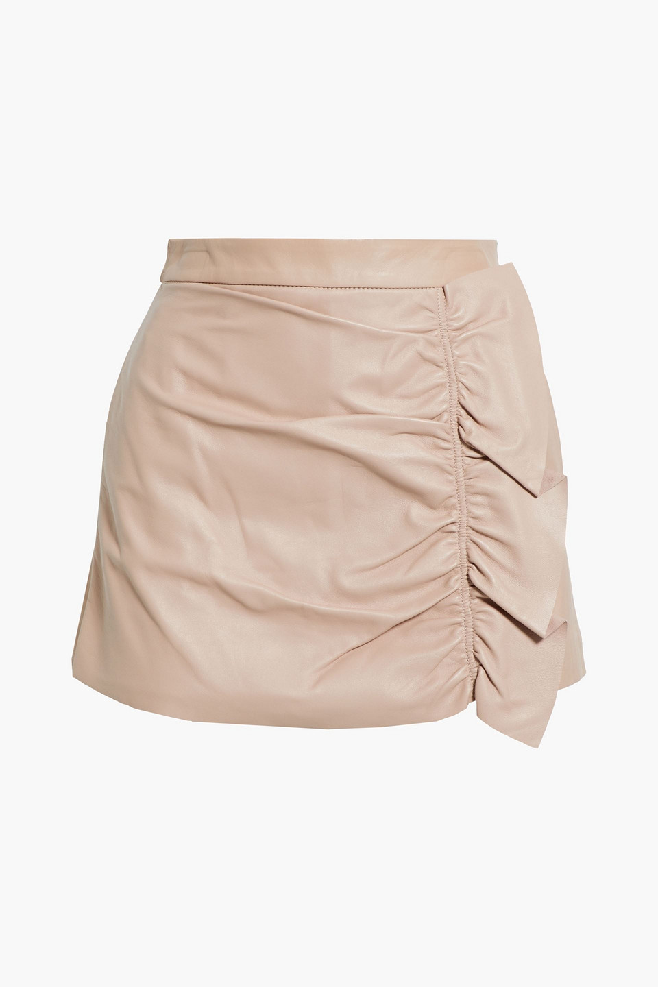redvalentino - skirt-effect ruffled leather shorts - pink - it 40
