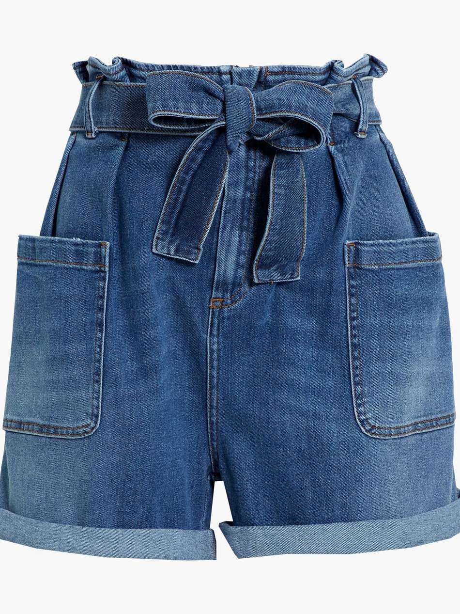 belted denim shorts