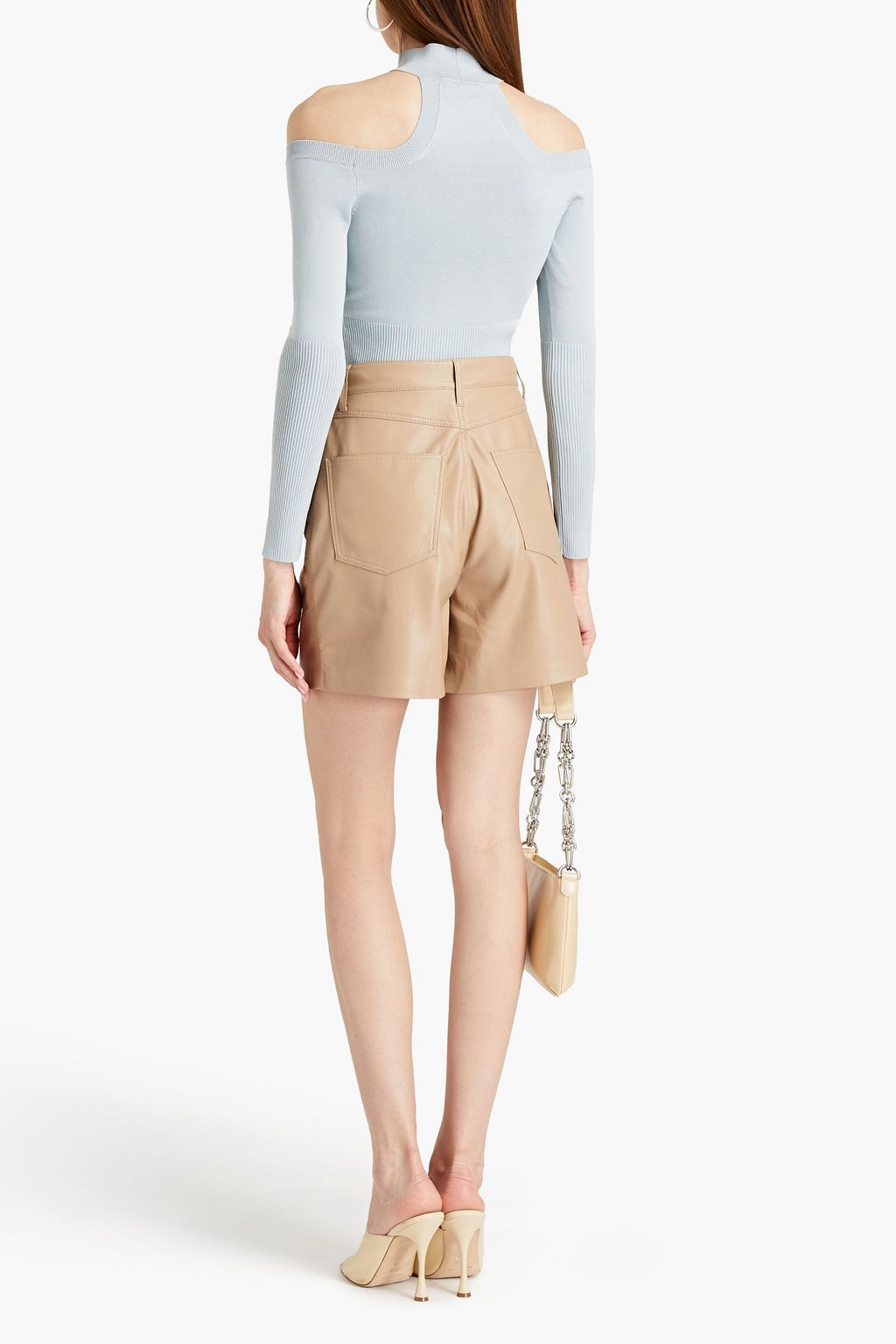 SIMKHAI Cold-shoulder knitted turtleneck sweater