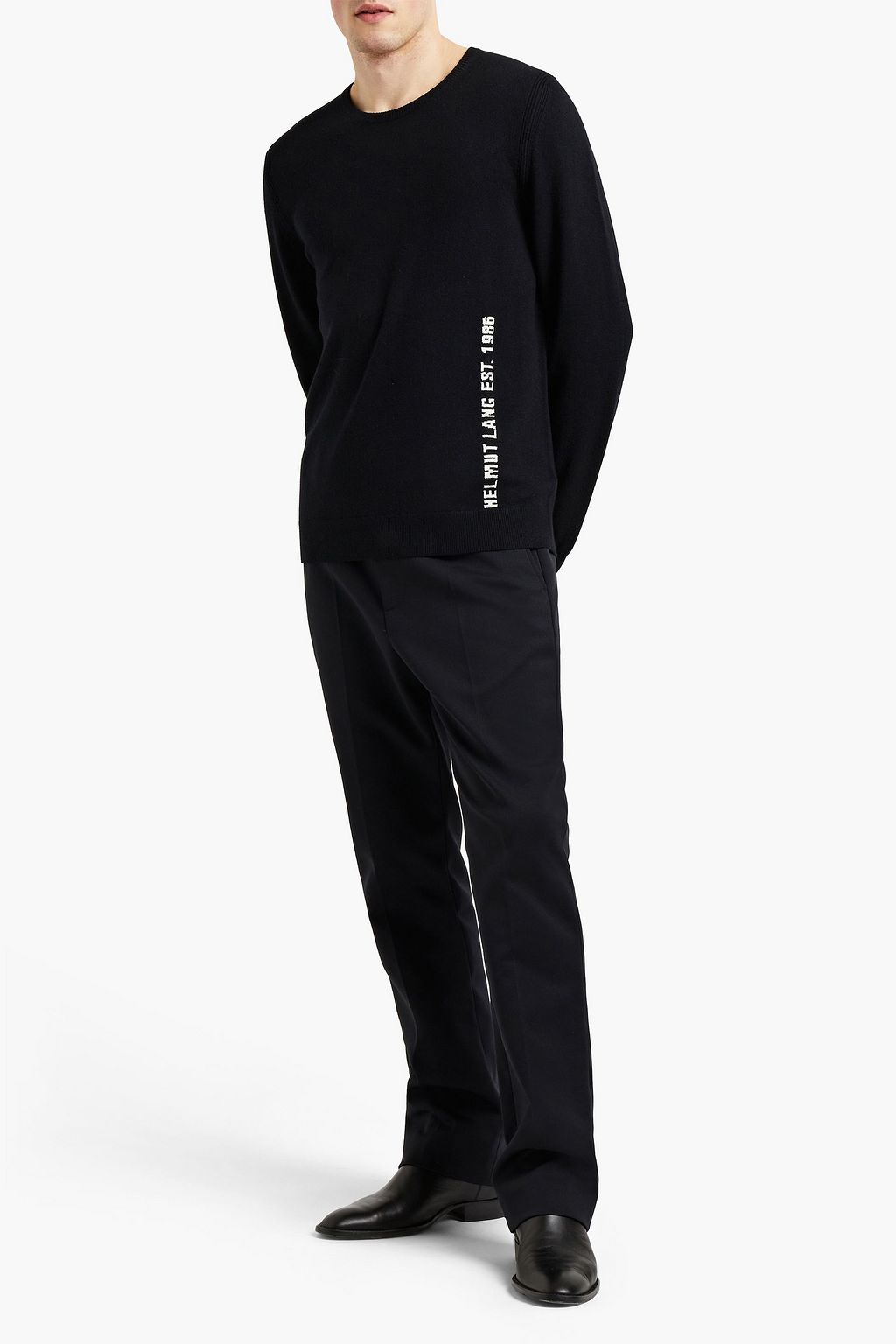 HELMUT LANG Intarsia-trimmed wool and cashmere-blend sweater