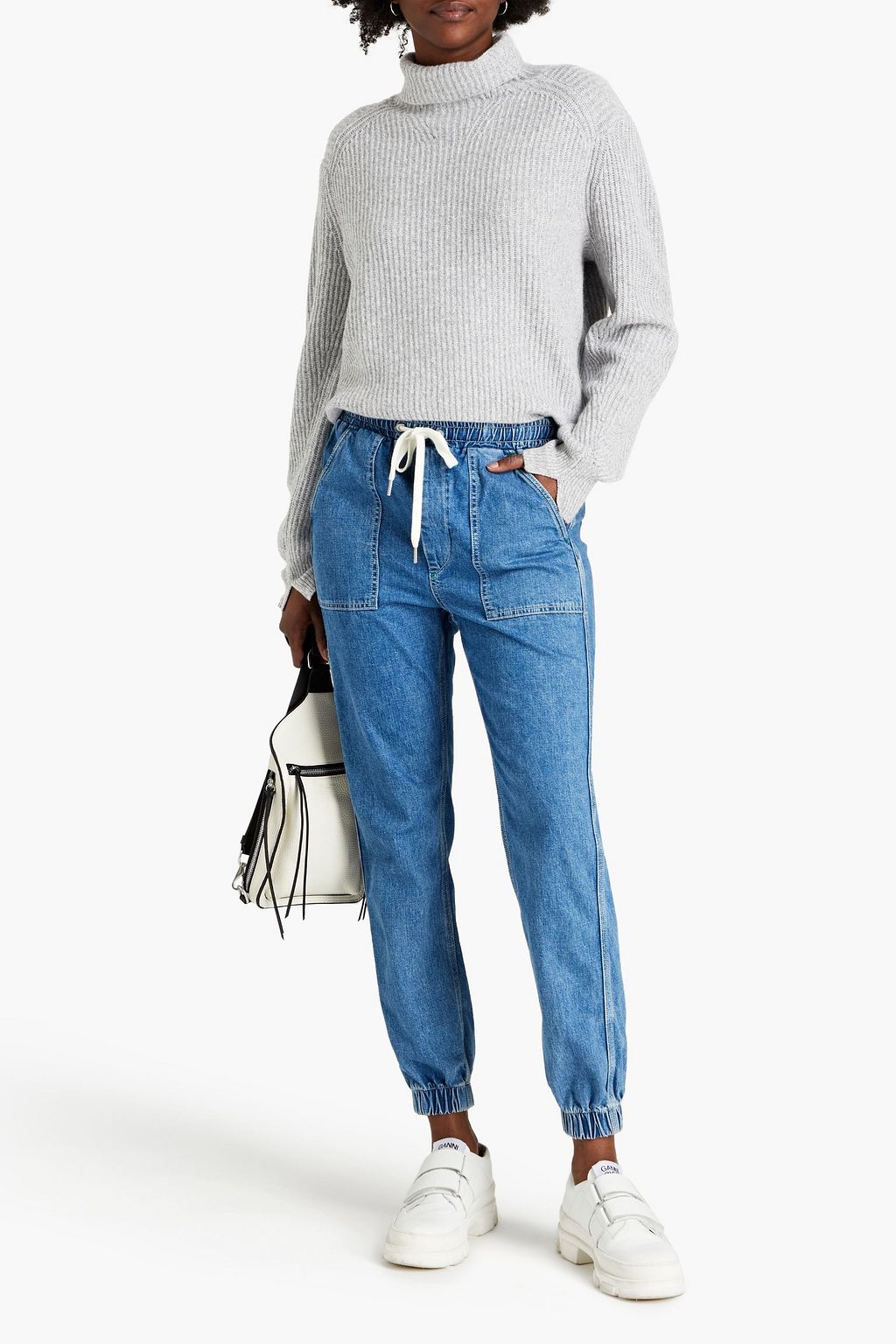 RAG & BONE Pierce mélange ribbed cashmere turtleneck sweater