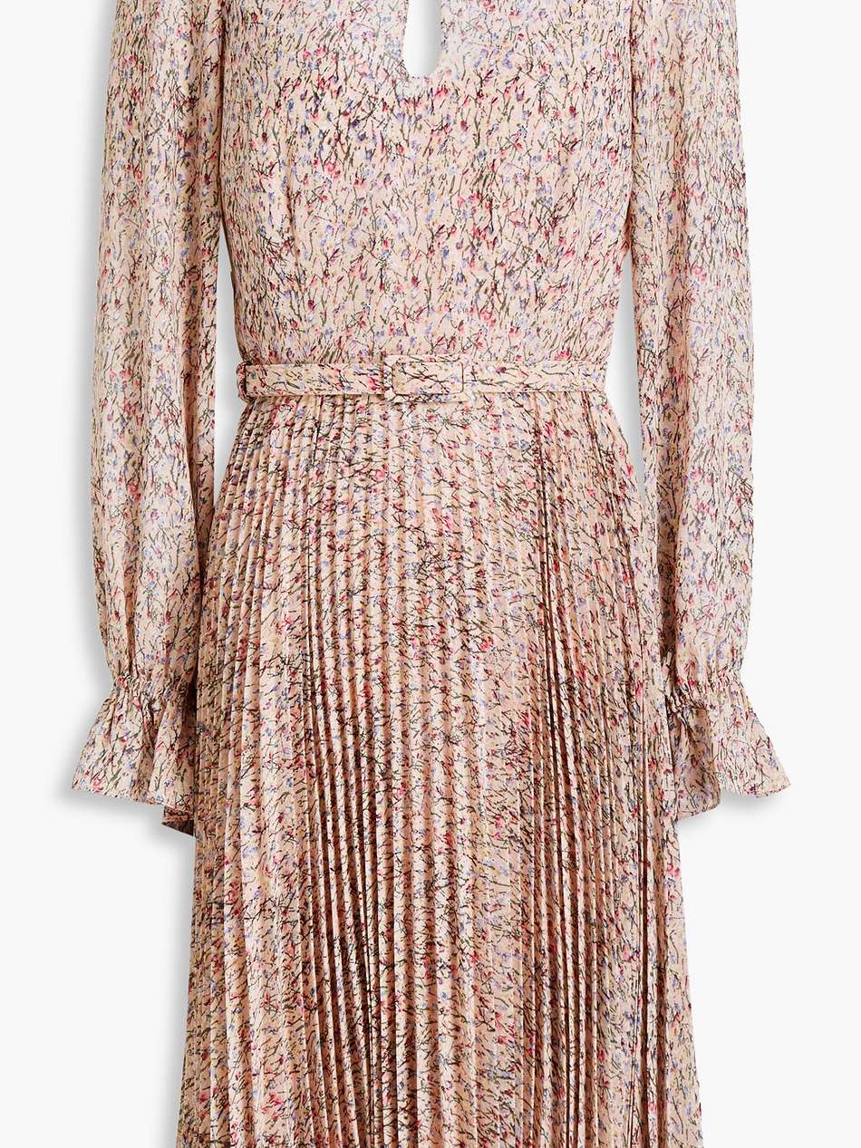 pleated printed crepe dress