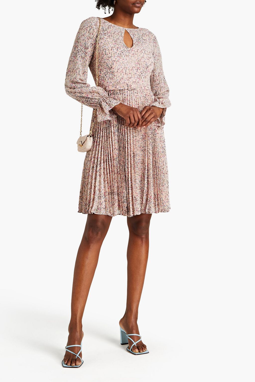 MIKAEL AGHAL Pleated printed crepe dress