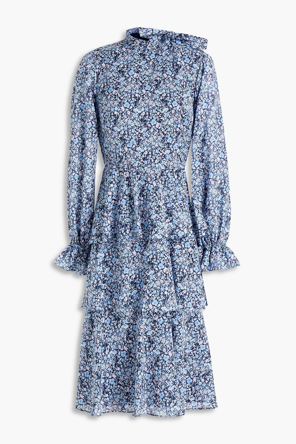 Mikael Aghal Tiered floral-print crepe dress