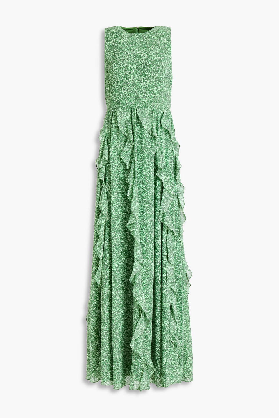 Mikael Aghal Ruffled printed crepe maxi dress