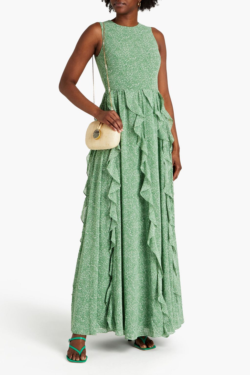 MIKAEL AGHAL Ruffled printed crepe maxi dress | THE OUTNET