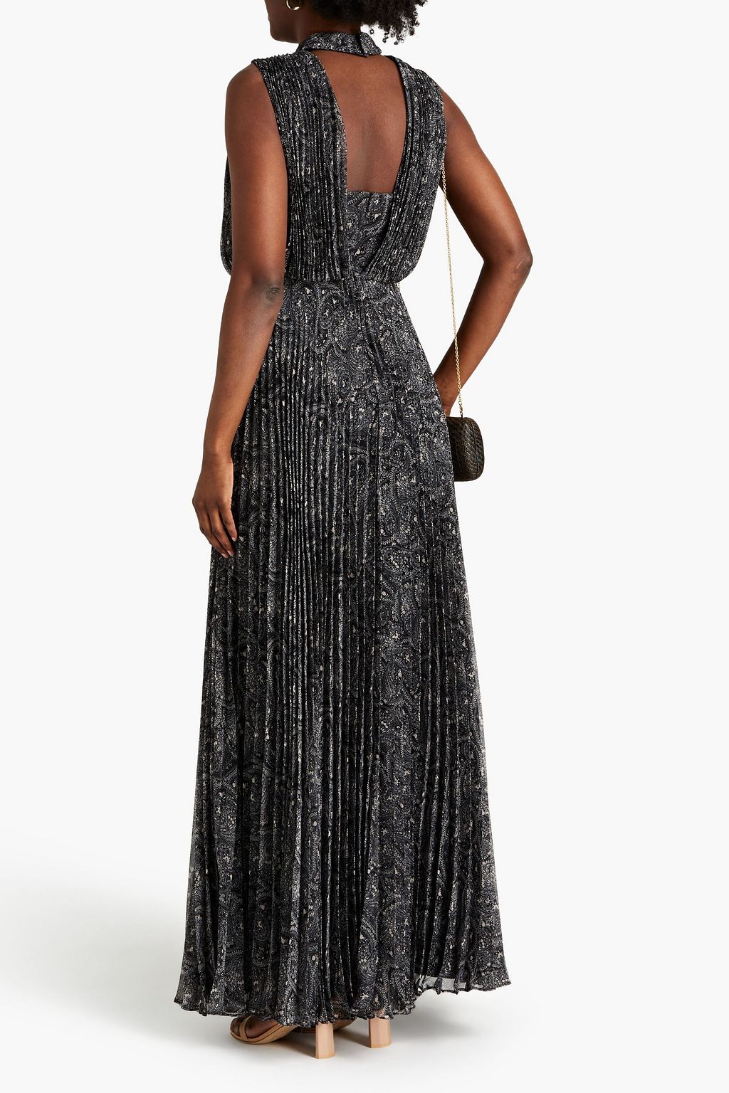 MIKAEL AGHAL Cutout pleated paisley-print georgette maxi dress