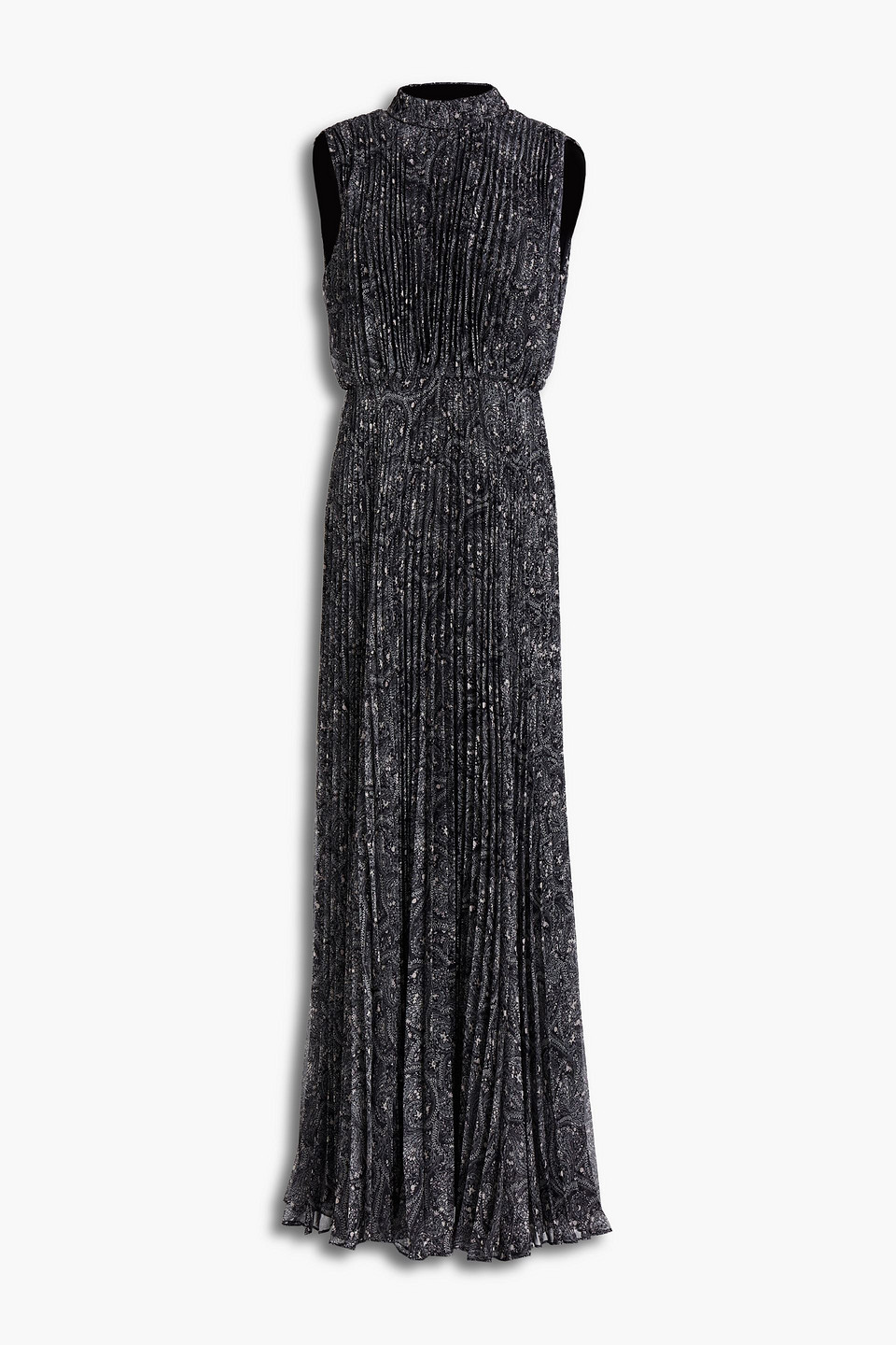 Mikael Aghal Cutout pleated paisley-print georgette maxi dress