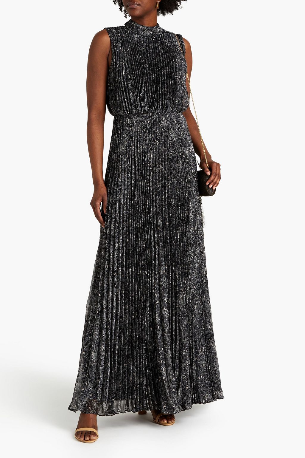 MIKAEL AGHAL Cutout pleated paisley-print georgette maxi dress