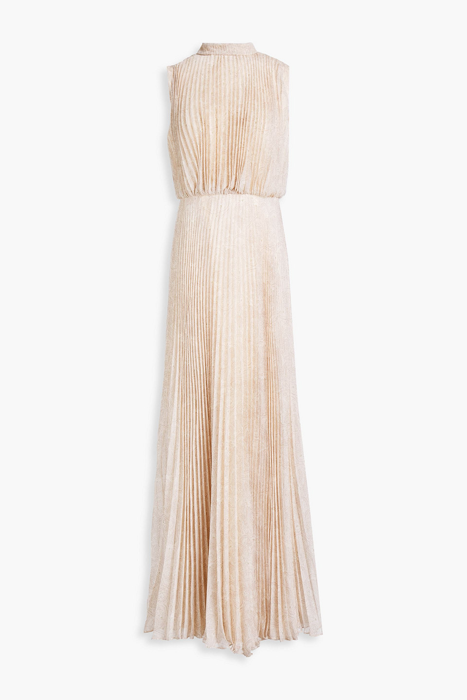 Mikael Aghal Cutout pleated paisley-print georgette maxi dress