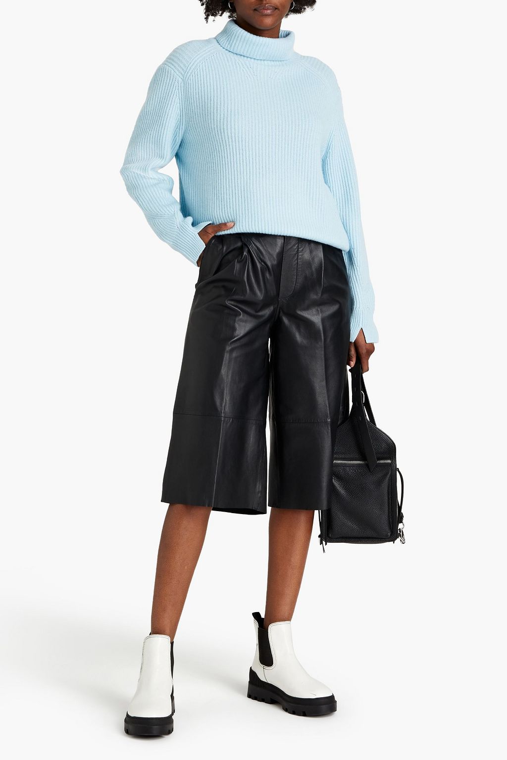 RAG & BONE Pierce mélange ribbed cashmere turtleneck sweater