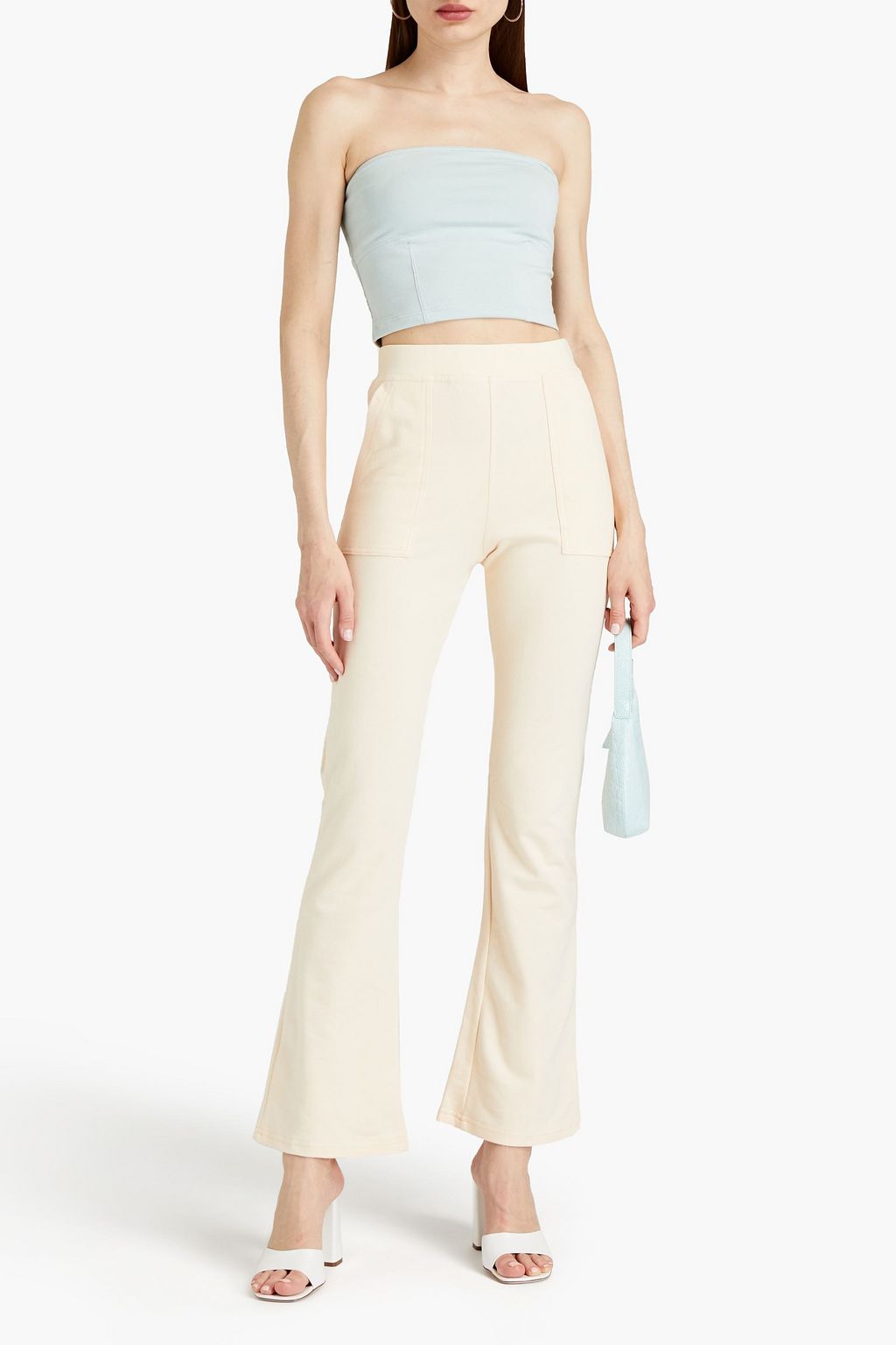 SIMKHAI Strapless French cotton-blend terry top
