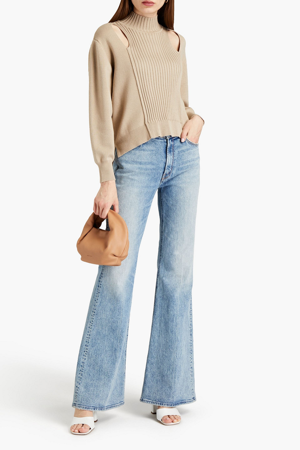 Jonathan Simkhai Cutout Ribbed-knit Jumper In Neutrals