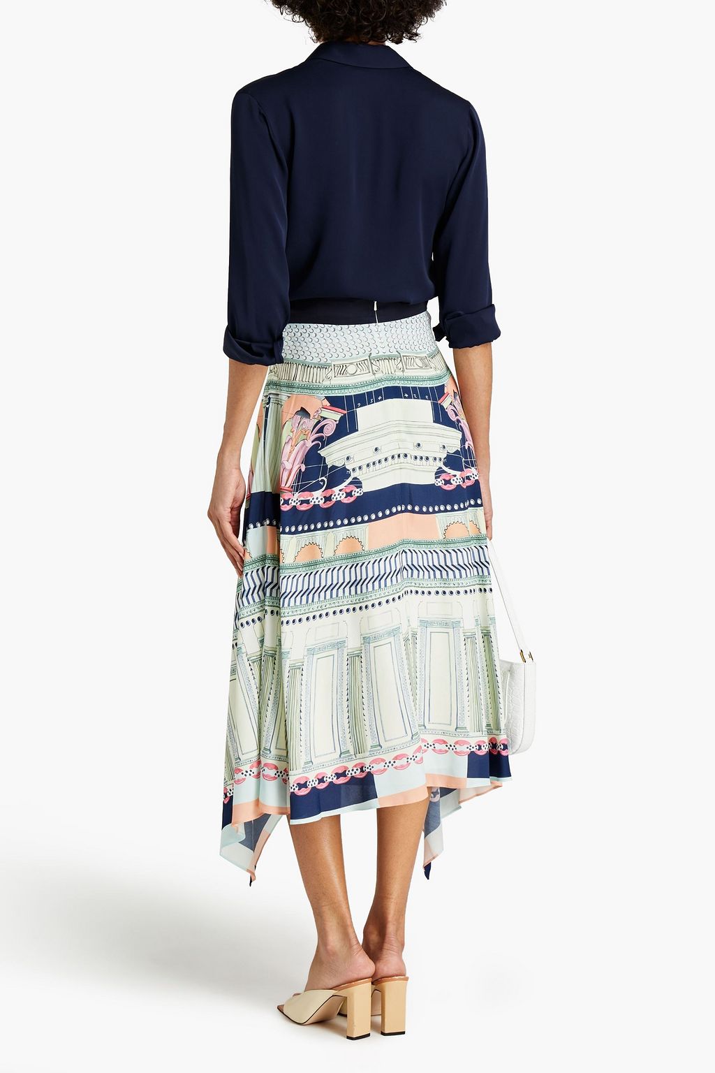 TEMPERLEY LONDON Obelisk asymmetric printed woven midi skirt