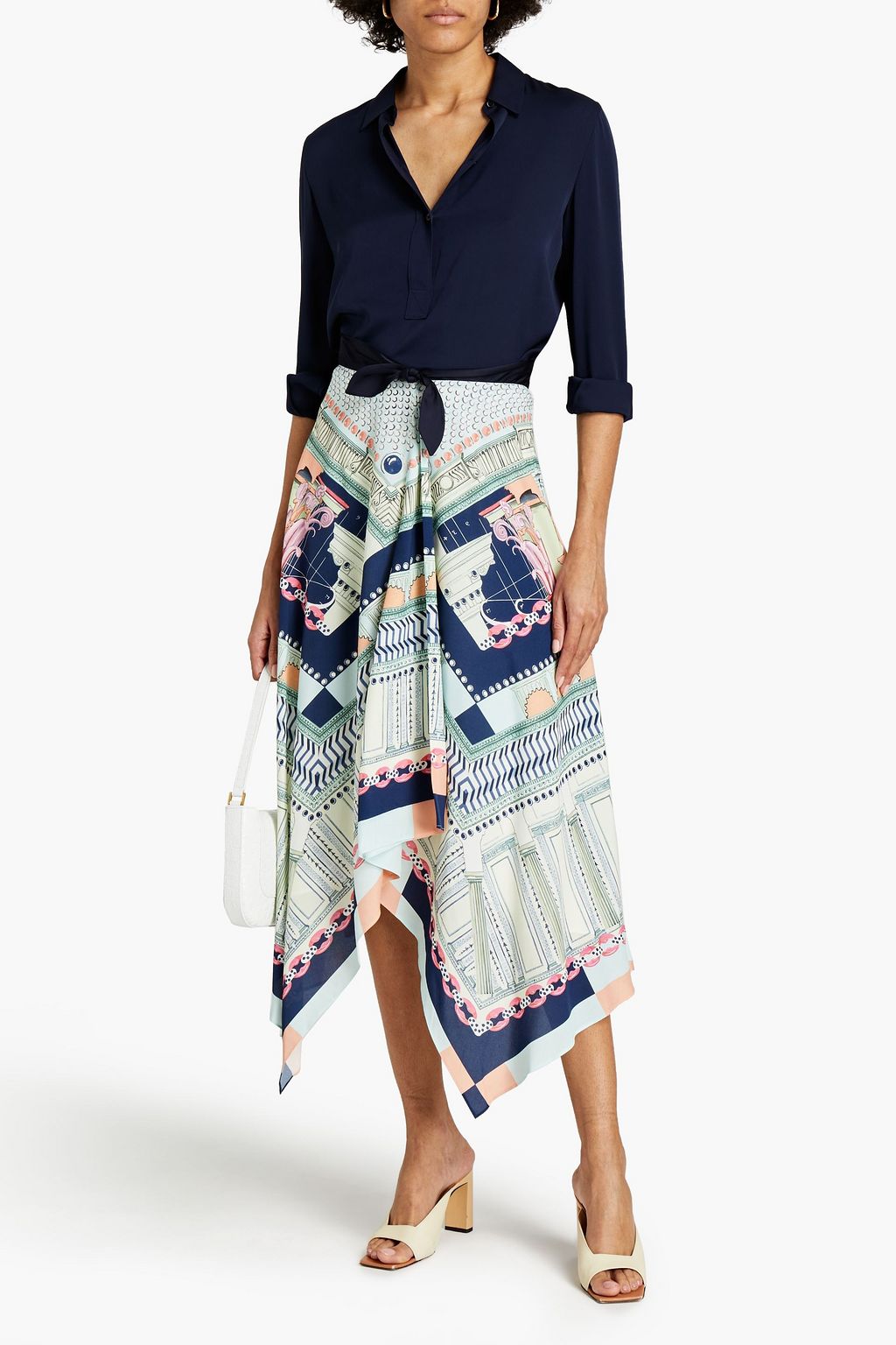 TEMPERLEY LONDON Obelisk asymmetric printed woven midi skirt