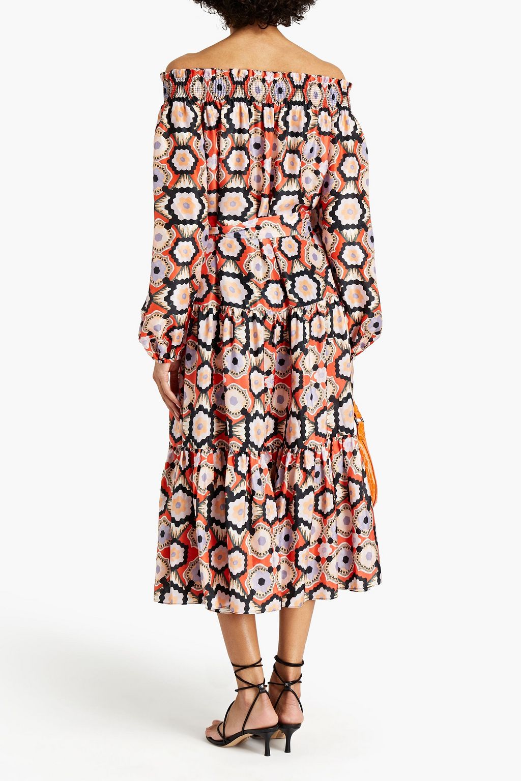 TEMPERLEY LONDON Off-the-shoulder printed silk crepe de chine midi dress