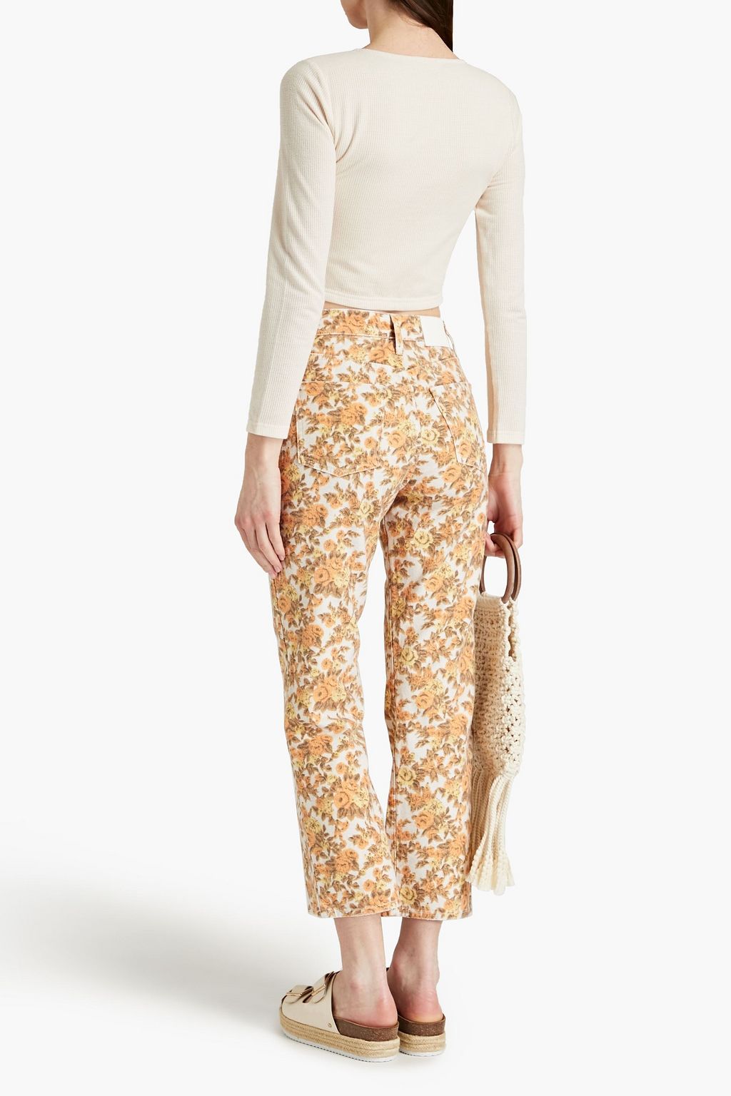 SIMKHAI Shay cropped pointelle-knit cotton-blend top