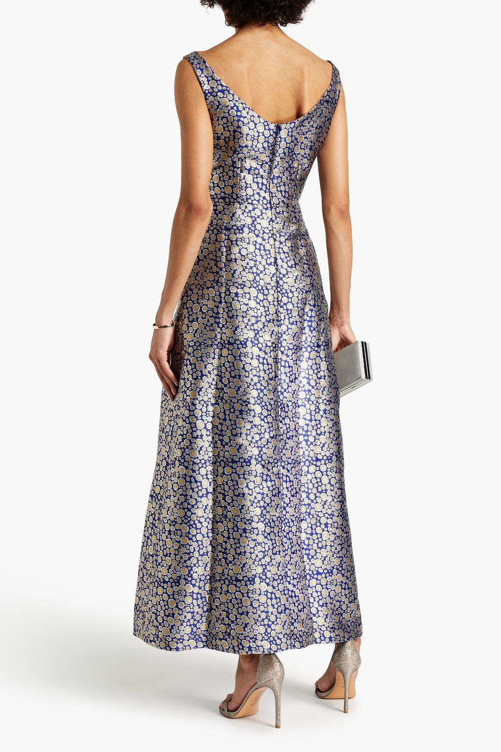 LISOU Marianne pleated metallic jacquard gown