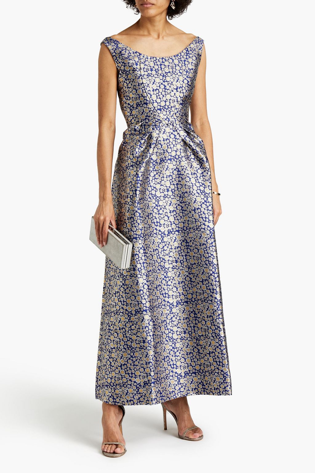 LISOU Marianne pleated metallic jacquard gown