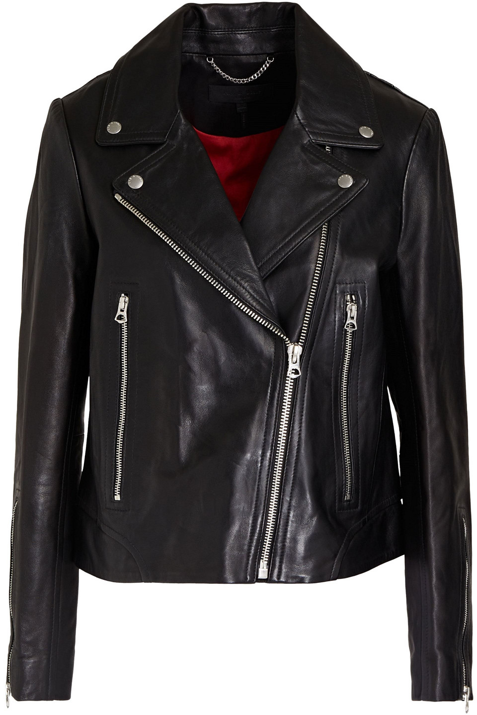 rag & bone - mack leather biker jacket - black - xxs