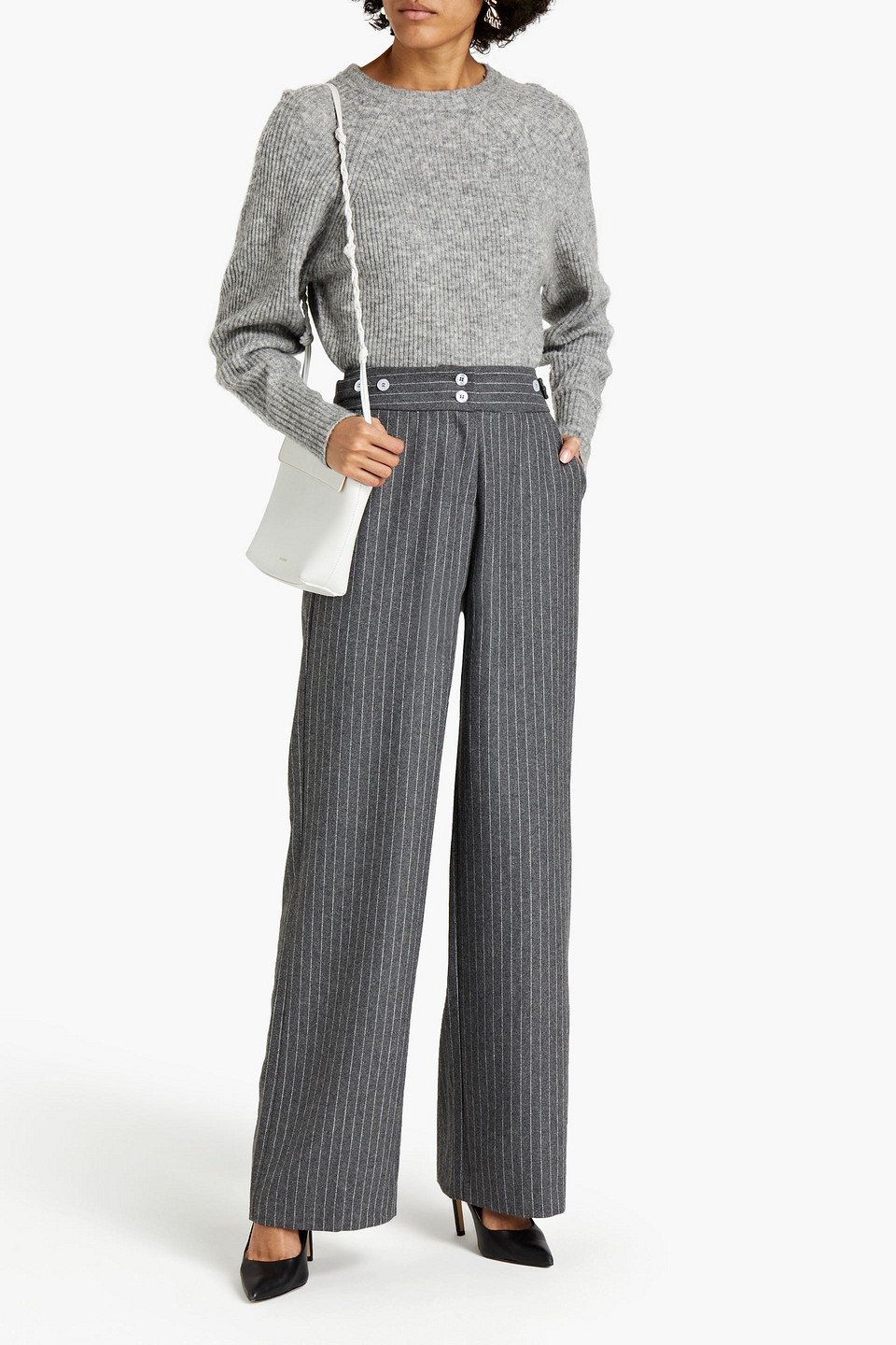 Lisou Brushed Pinstriped Wool Straight-leg Trousers