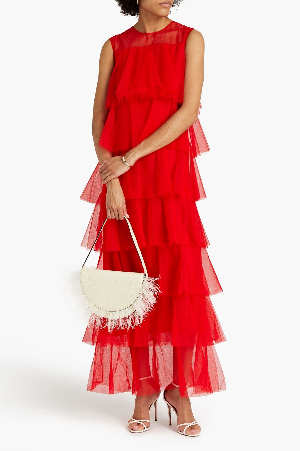 LISOU Belle tiered silk-tulle maxi dress
