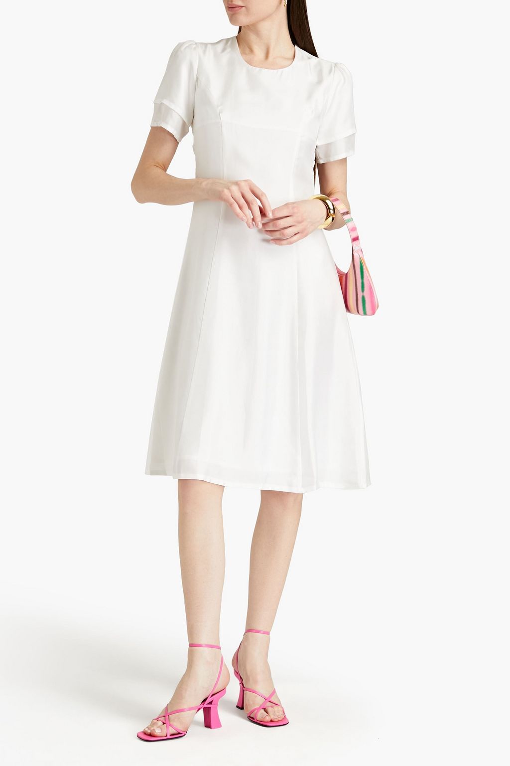 LISOU Floral-print silk-twill dress