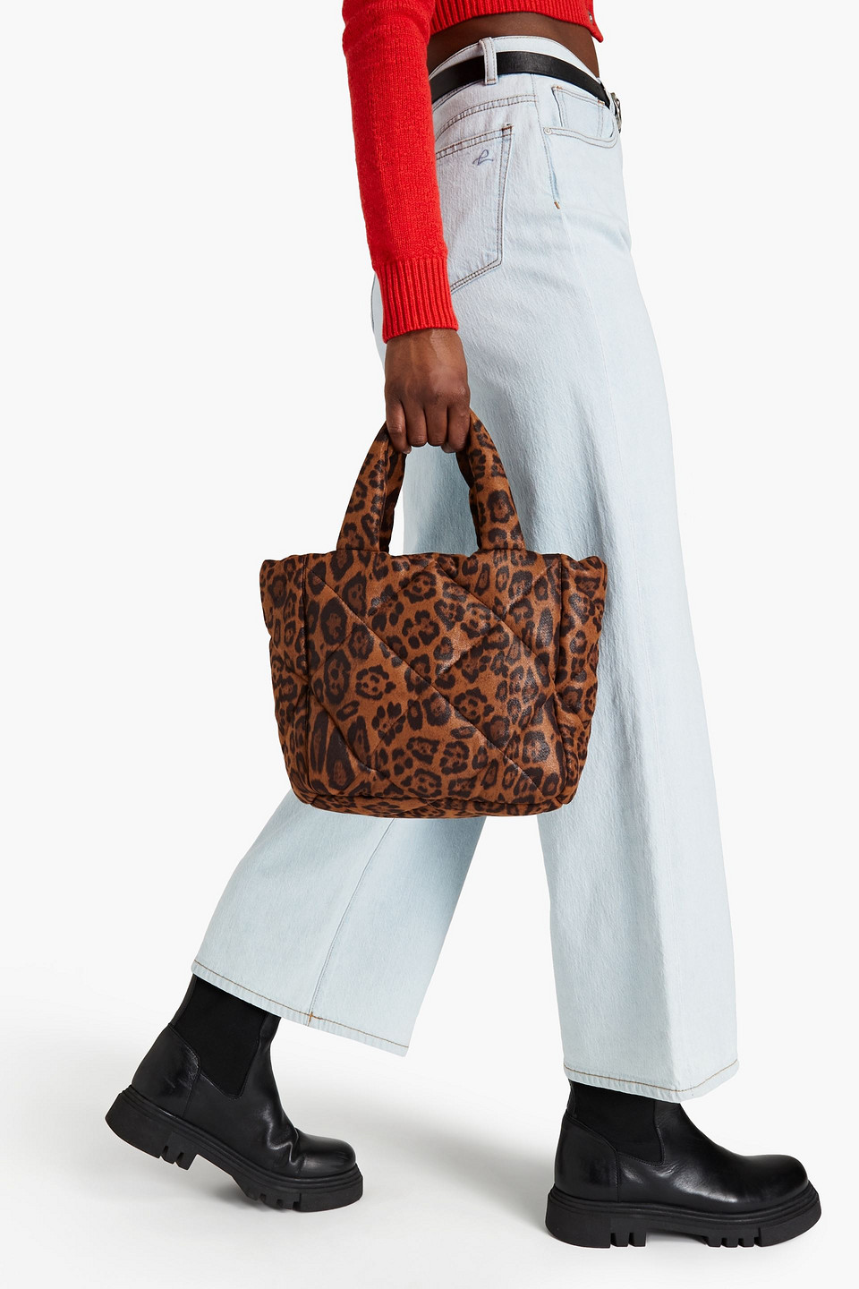 Stand Studio Roseanne Quilted Leopard-print Lamé Tote