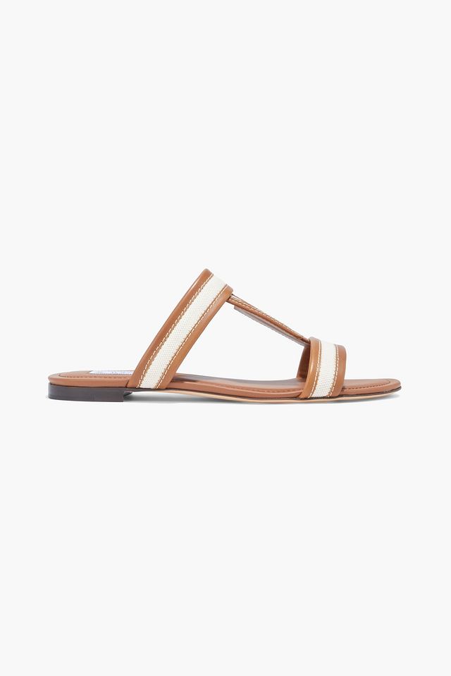 Leather and canvas sandals
