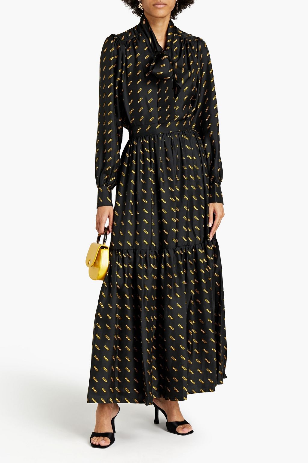 LISOU Sabine printed silk-twill maxi skirt