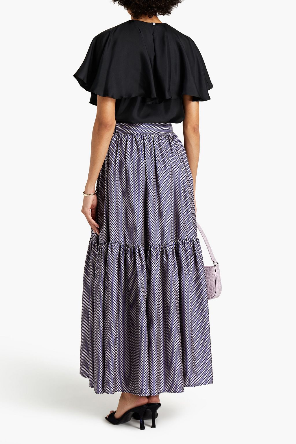 LISOU Sabine printed silk-twill maxi skirt