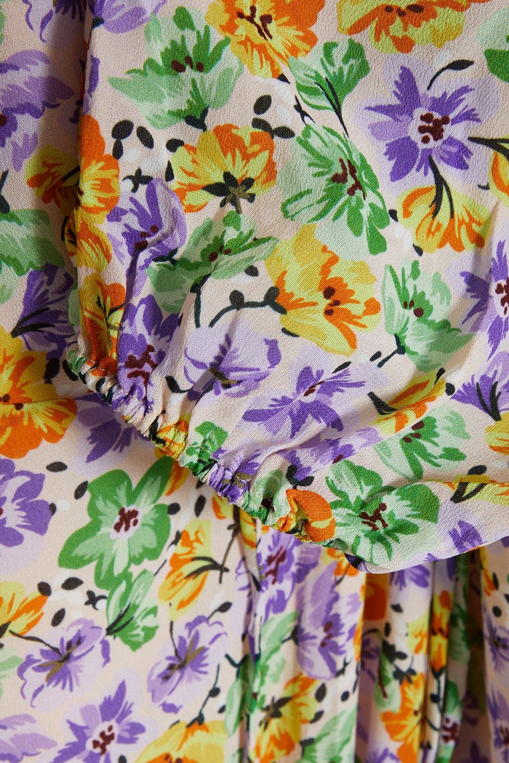 NICHOLAS Lace-up ruched floral-print crepe midi dress