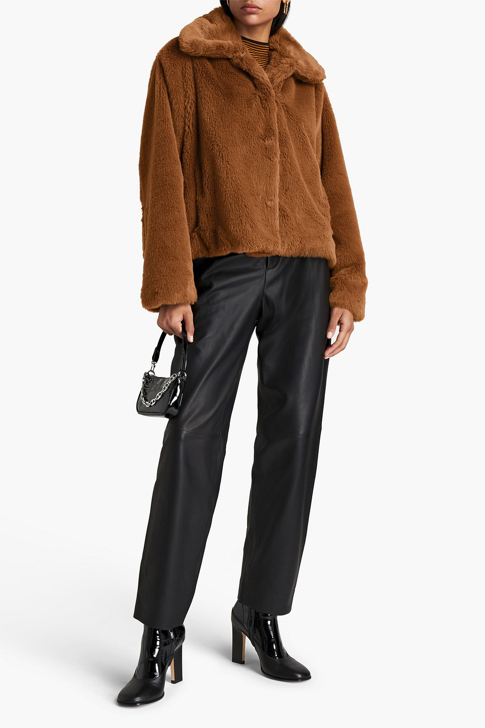 Stand Studio Marcella Faux Fur Jacket In Brown